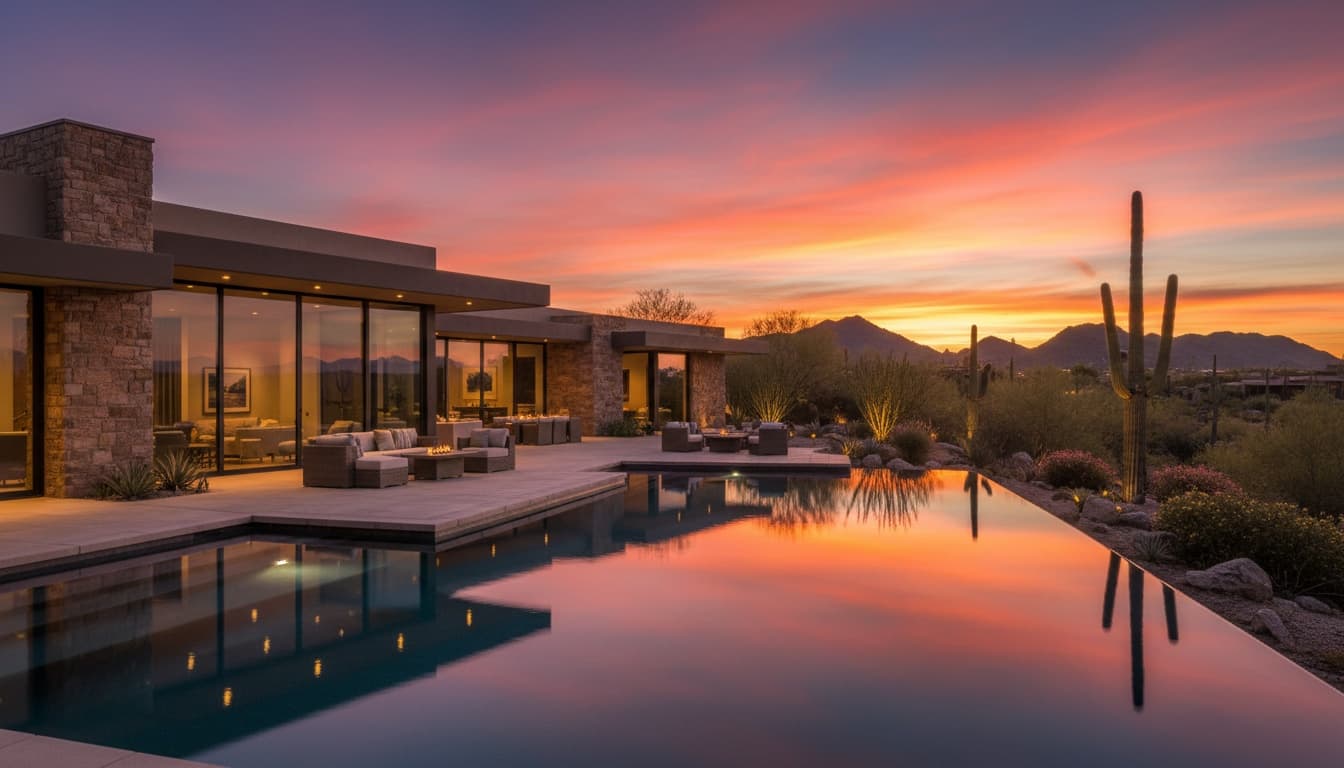 Luxury estate at twilight